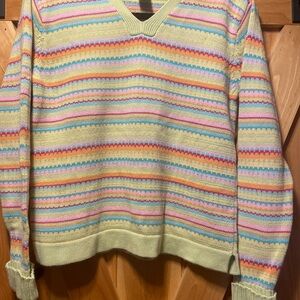 Talbots Colorful Striped V-Neck, size small. Easter, spring